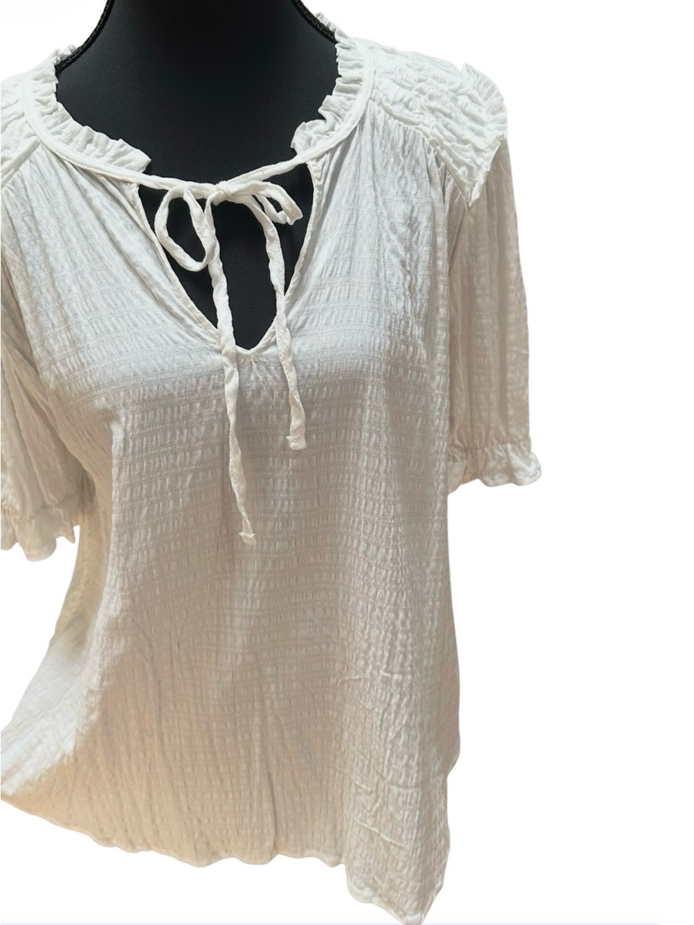 Oak And Trellis Women's Peasant Boho White Top Size L NWT